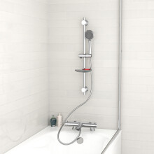Nes Home Chrome Exposed Bath Shower Rail Mixer Tap Kit Set & Handheld Shower