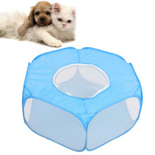 Foldable Small Animal Hamster Fence Autoopen Outdoor Indoor Exercise Crawling Pet Tent(Sky Blue )