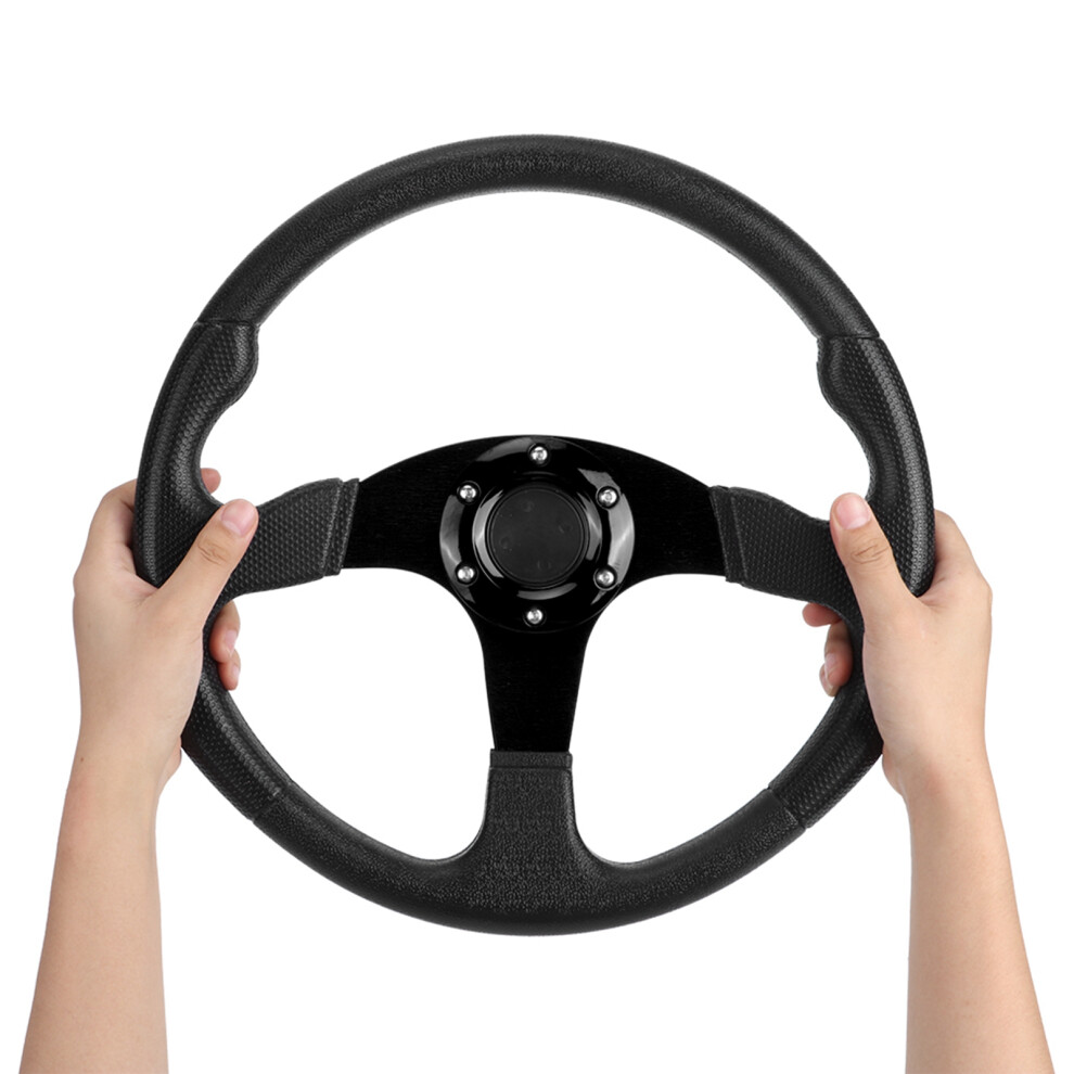 350Mm Racing Steering Wheel Deep Dish Black 7293282085305