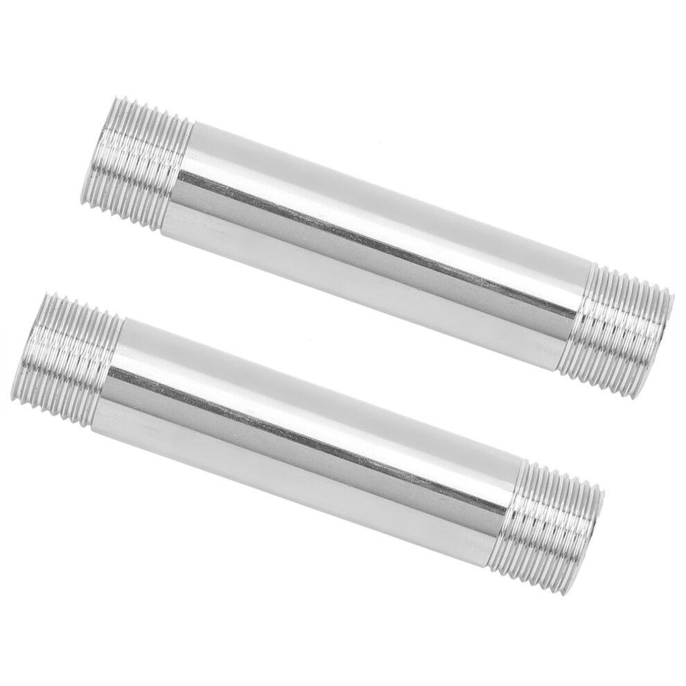 2Pcs Stainless Steel Equal Diameter Threaded Pipe Nipple Connector Plumbing Fittingsg1/2 Male Thread Extension Rod 10Cm 3021323584005