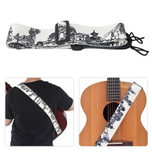 Robustes schwarzes und weißes bedrucktes Gitarrengurt, verstellbar 92-156 cm