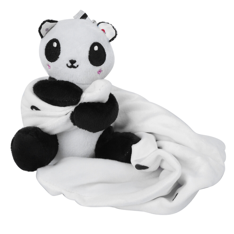 Infant Comfort Cartoon Towel Hanging Newborn Plush Toy Accompanying Baby Soothing TowelBlack and White Bear