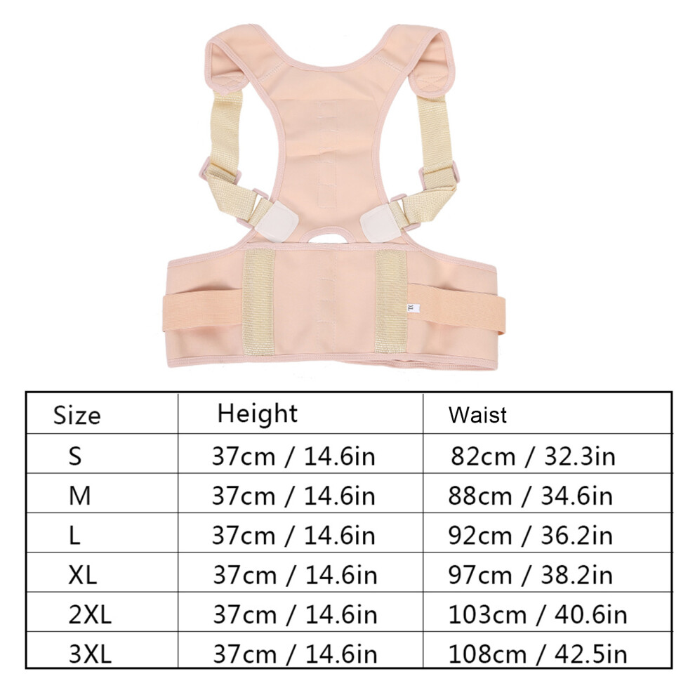 Back Brace Posture Corrector Unisex Magnetic Humpback Correction Lumbar Support3XL Complexion