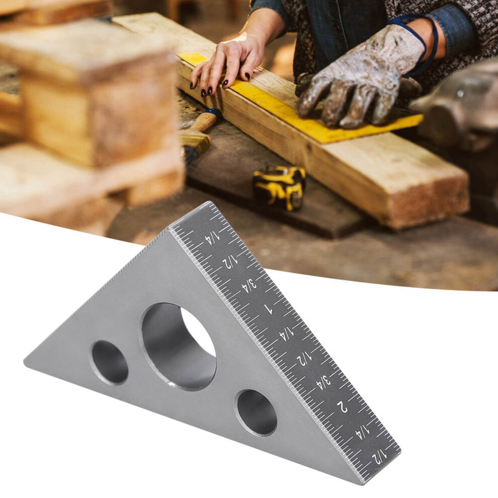 Triangle Ruler Aluminum Alloy 45/90 Degree Frosted Right Angle Gauge Woodworking Tool 8091323589176