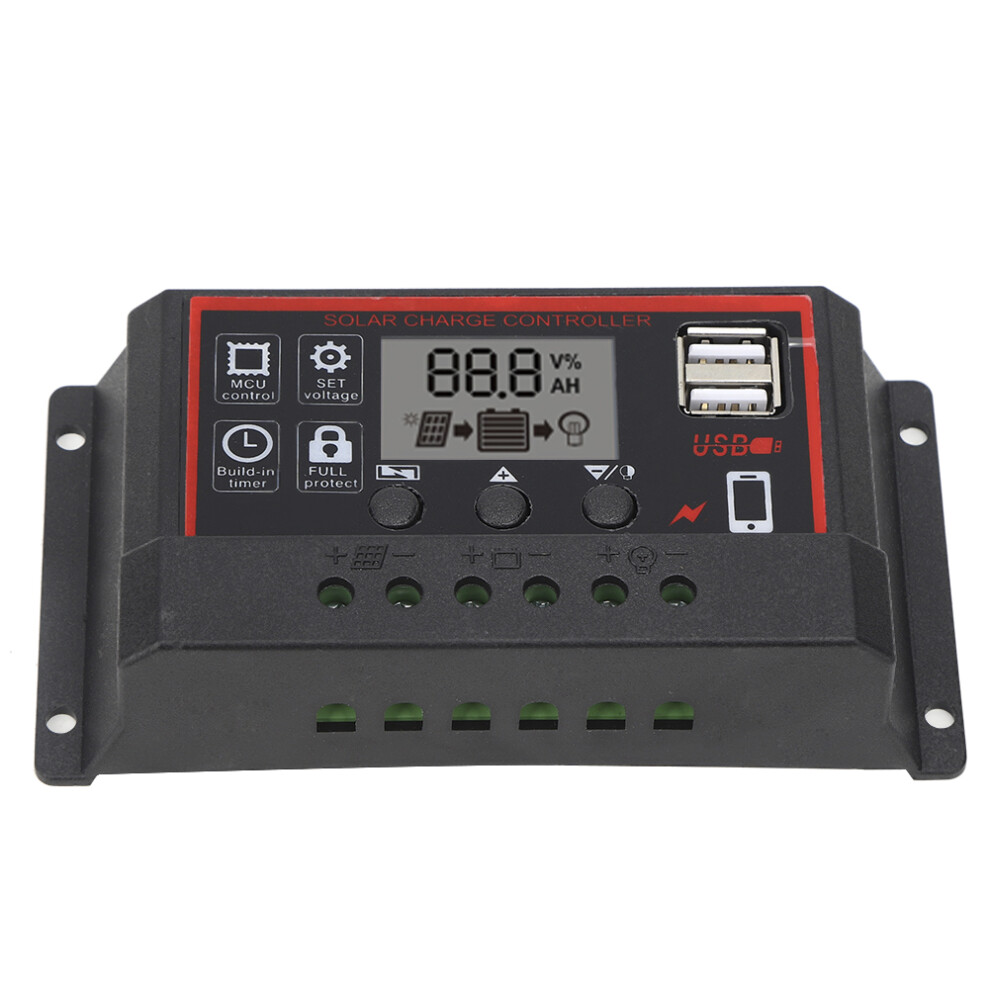 Lcd Solar Charge Controller 5V /2.5A Dual Usb Pwm Cell Panel Regulator Automatic Identification 12V 24V30a 3281323591247