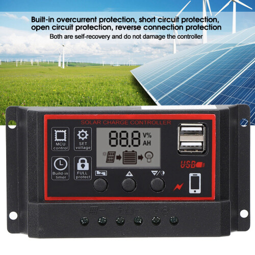 LCD Solar-Laderegler 50A 5V USB PWM 12V/24V Auto 2