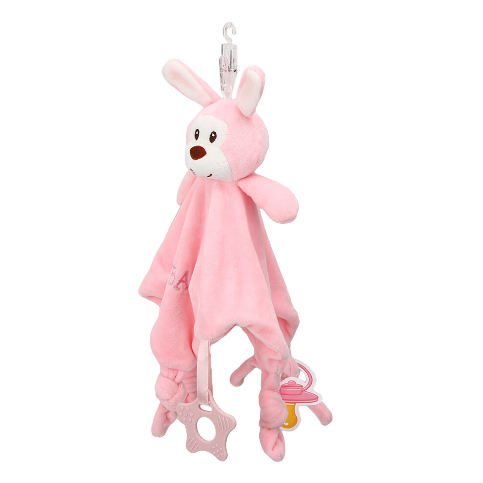 Newborn Comforter Plush Toy Soothing Baby Animal Handkerchief Soft Baby Towel BlanketPink Rabbit