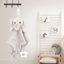 Grauener Elefanten-Babytäuschchen Plüschspielzeug – 27x27cm Weiches Babyhandtuch