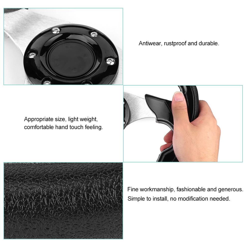 320Mm/12.5In Racing Car Drifting Steering Wheel With Horn Button Glossy Color Universal Black 7611323593136