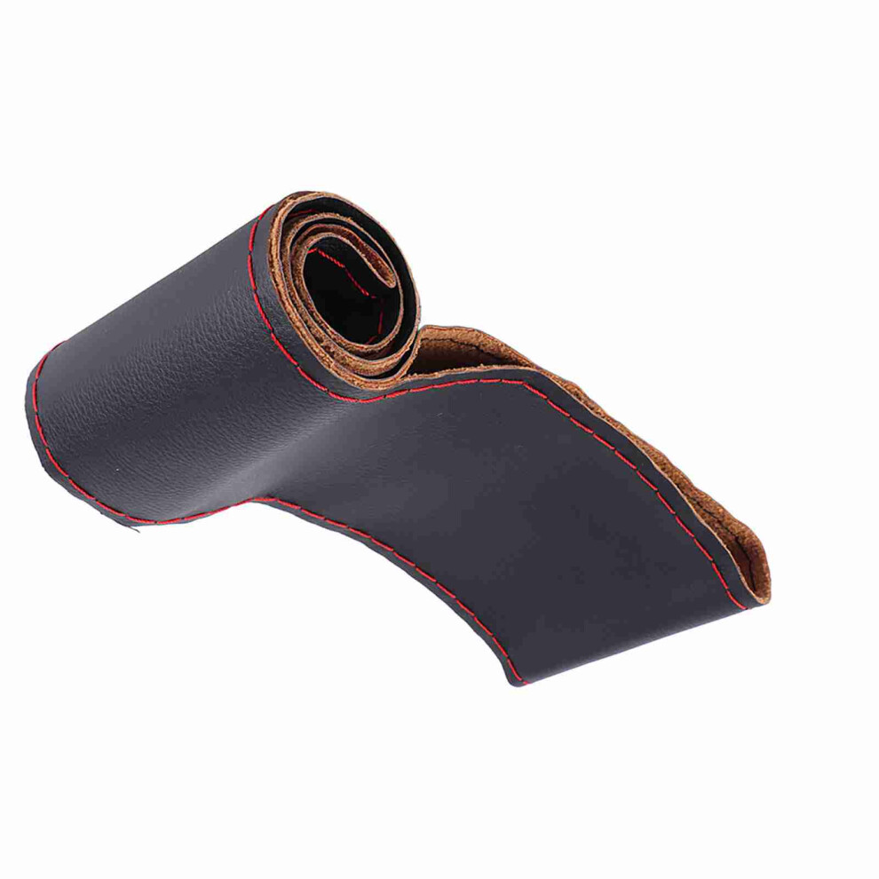 Steering Wheel Cover Elephant Skin Leather Diy Sewing With Needles Thread Car Interior Accessoryblack Grain/Red 4921323594150
