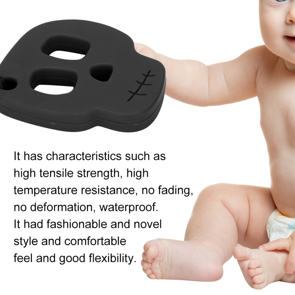 Silicone Baby Teether Pendant Safe Soothing Infant Chewing Teething Necklace ToyBlack