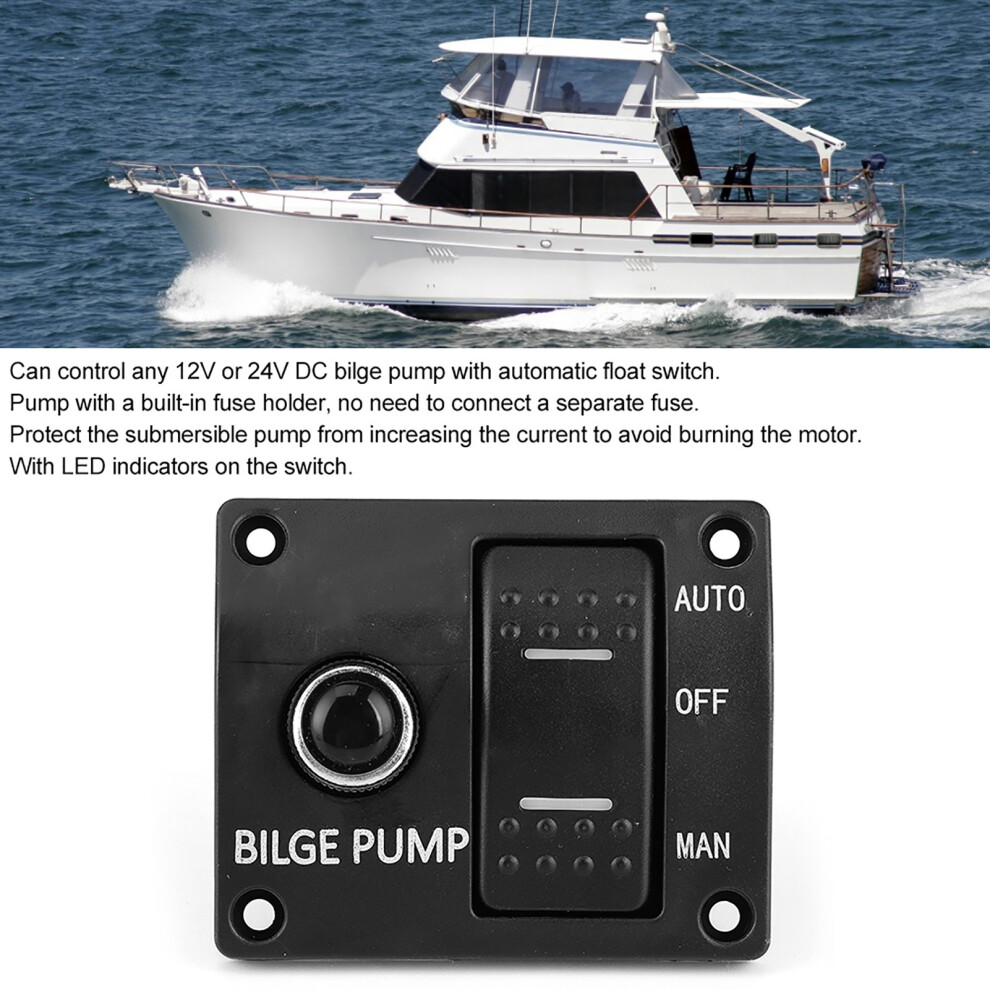 3 Way Bilge Pump Switch Panel Auto Off Manual 12V 24V With Led Indicator Built In 15A Circuit Breaker 8701323594635