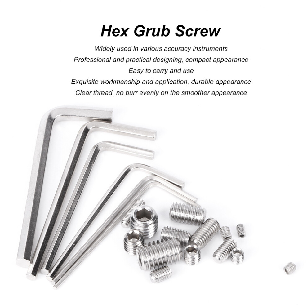 300Pcs Hex Grub Screw Kit Combination Boxed 304 Stainless Steel With 6 Wrench Fasteners 5081323594556