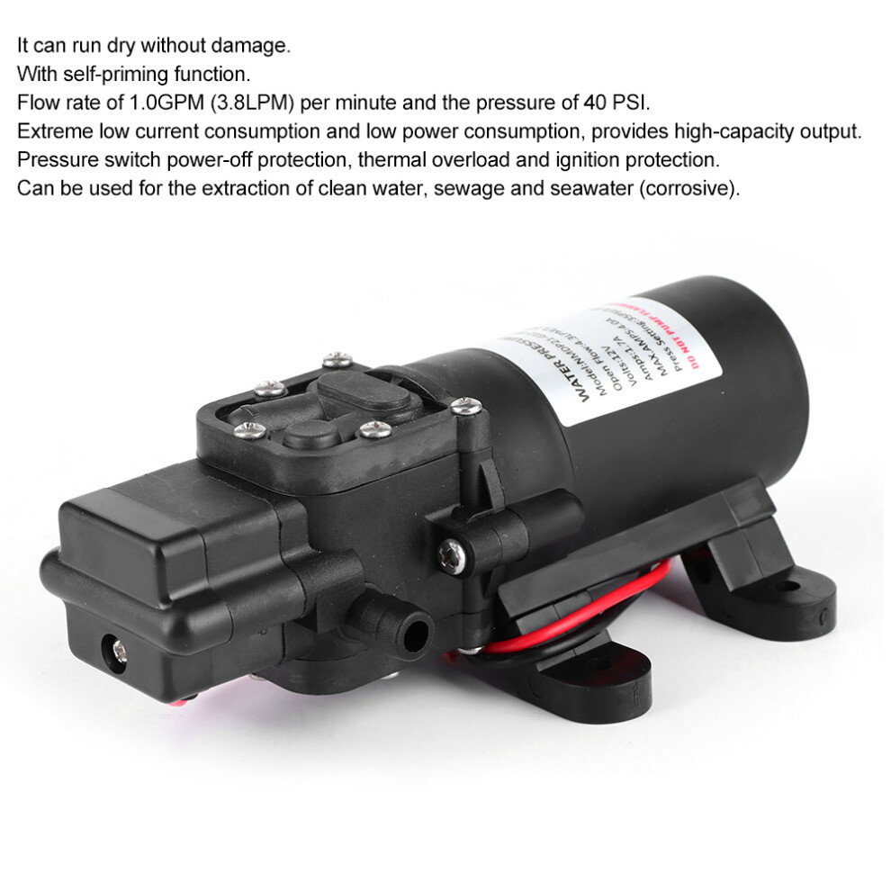 12V Dc 1.2Gpm 35Psi Diaphragm Pump High Pressure Self Priming Pump For Car Rv Marine Boat 8721323594602