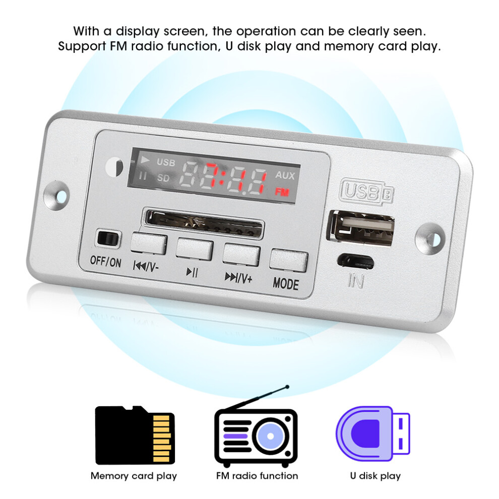 5V Mp3 Audio Decoder Module Usb Fm Radio Mp3 Decoding Board Music Player With Power Amplifiersilver 8461323595307