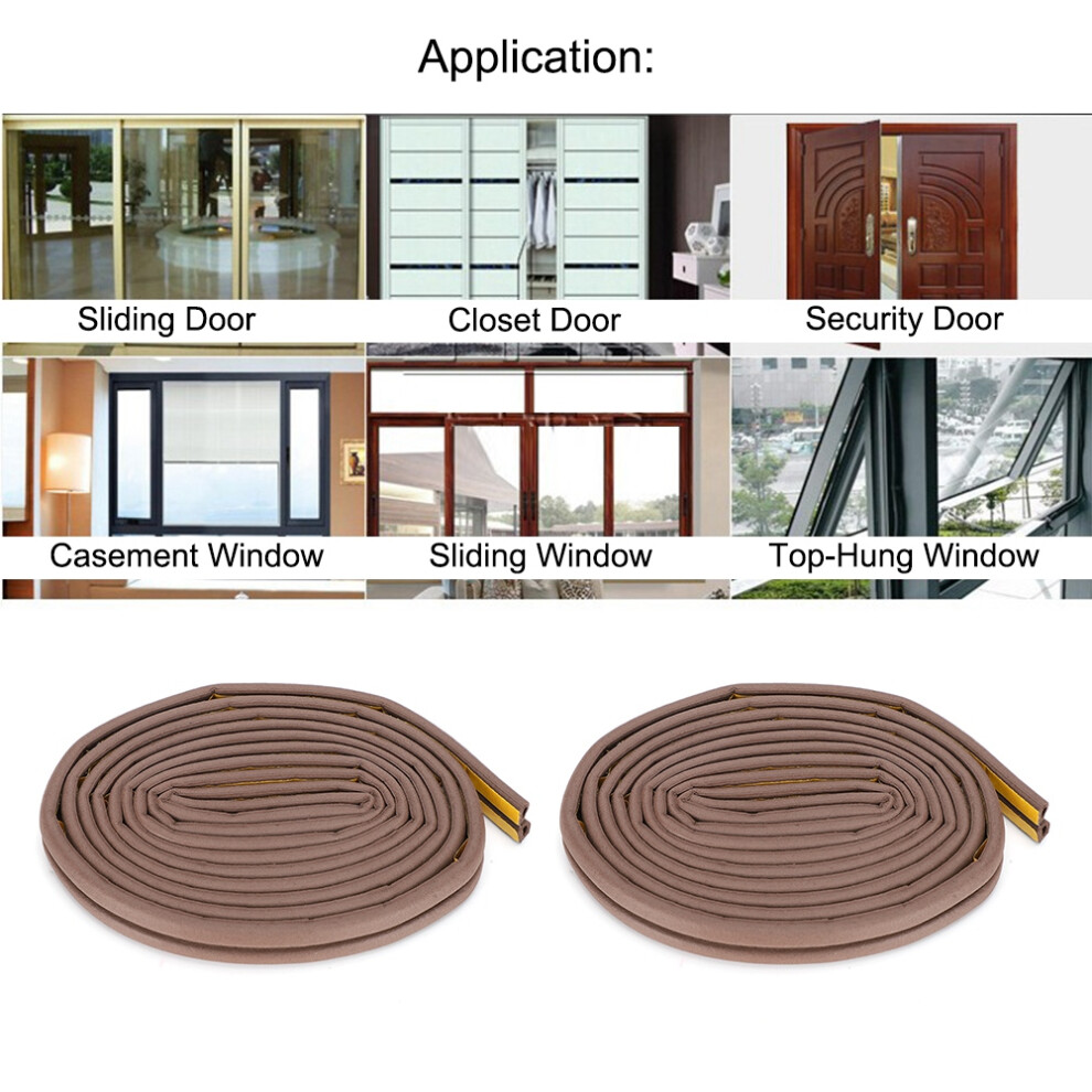 2Pcs Sound Insulation Self Adhesive Sealing Strips For Anti Theft Door Sliding Door Brown 8371323598546