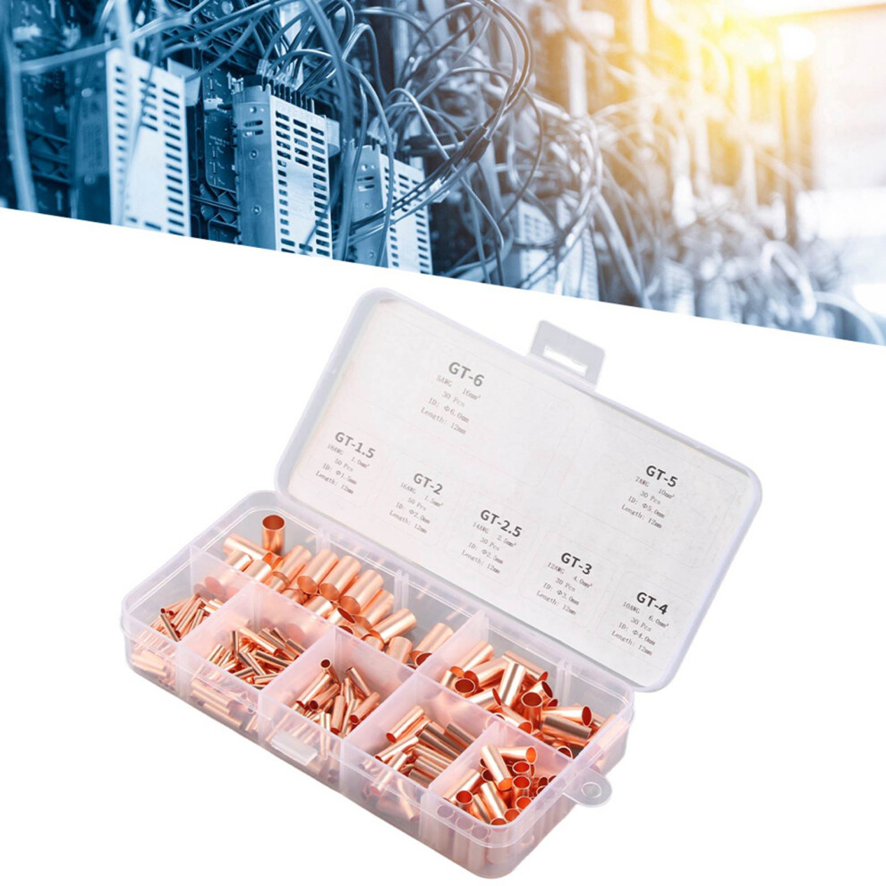 250Pcs Copper Tube Connector Kits Terminal Connecting Set Wire Hardware Supplies 9361323602311