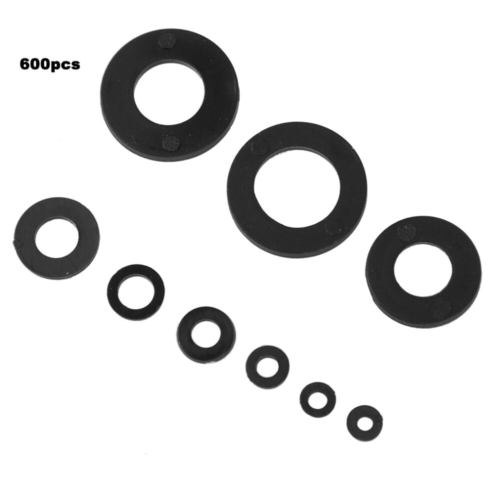 600Pcs Black Nylon Washer Gasket Combination Kit M2-M12 9 Sizes Hardware Supplies 7631323602270
