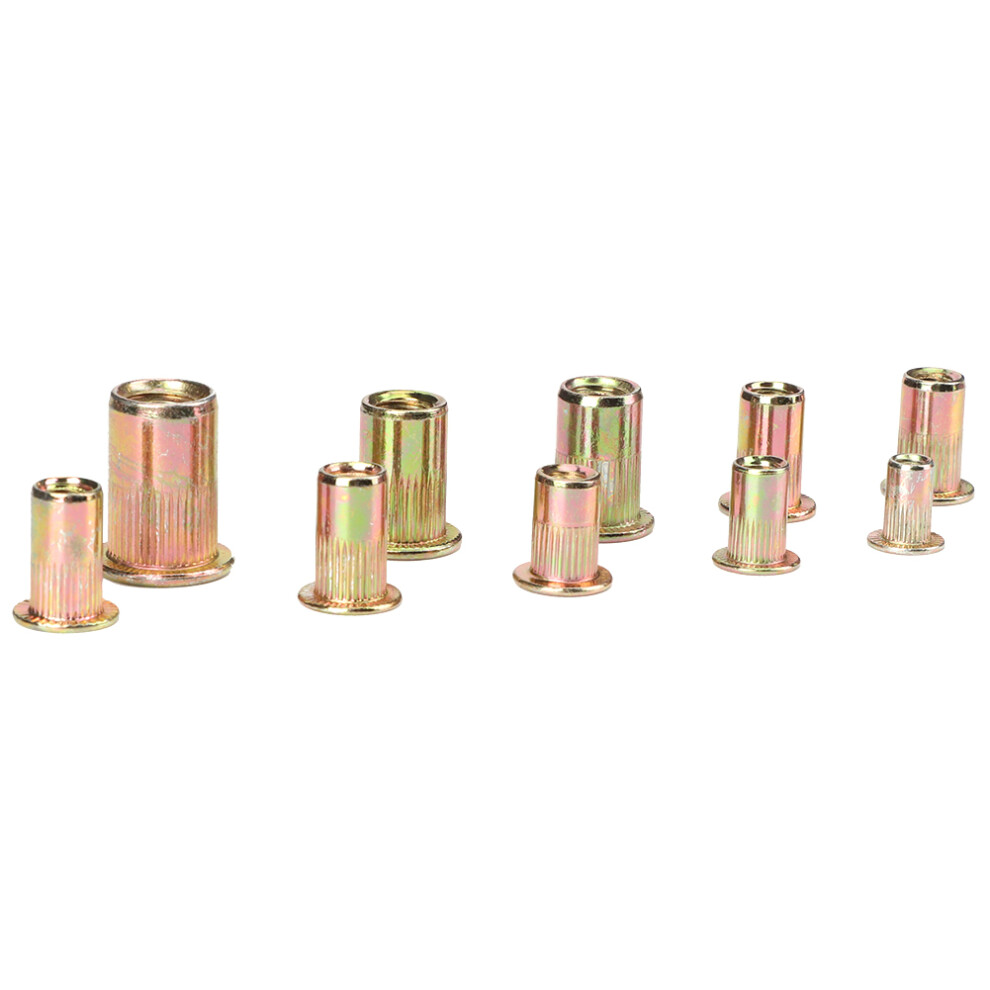 300Pcs Carbon Steel Rivet Nut Color Zinc Plated Surface Metric System Inch Assembled Kit 9431323604162