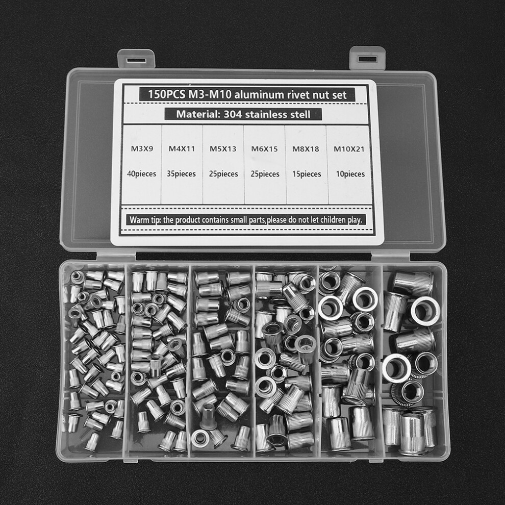 150Pcs M3-M10 Rivet Nut 304 Stainless Steel For Fastening Piece Hardware Supplies 9441323604178