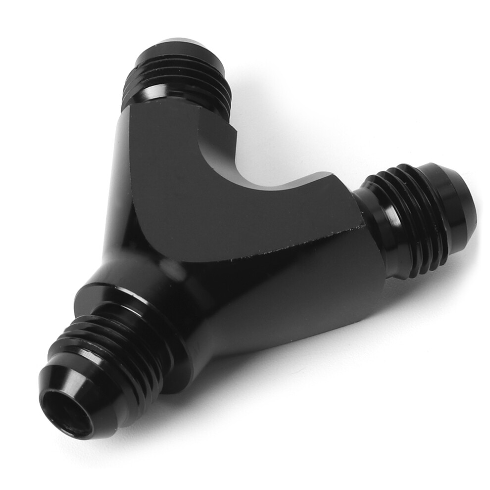 Aluminum Alloy 3-Way Fitting Adapter Y Type An6 6An Male To 2X An6 6An Male Black 7611323608472