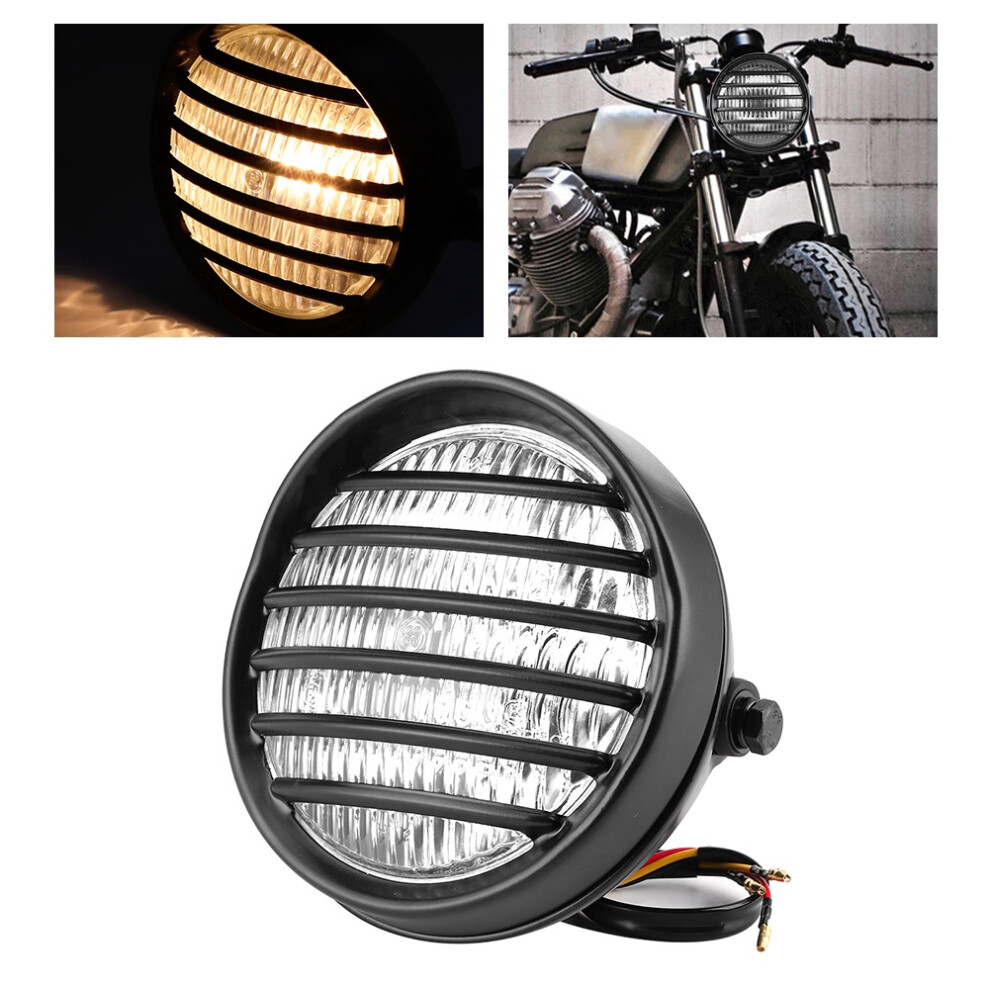 6In Motorcycle Round Headlight Grill Lens Cover 35W Halogen Bulb Universal Motorbike Headlamptransparent Glass 5011323609219