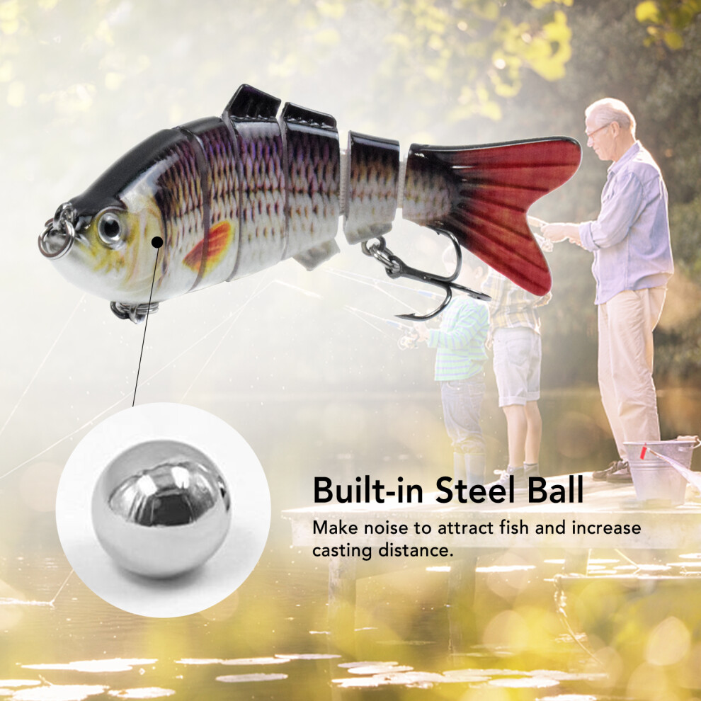 Lixada 5pcs Bass Fishing Lures 4 Inch 6 Segment Multi Jointed Swimbait Lifelike Sinking Bait Crankbait Lures with Storage Box