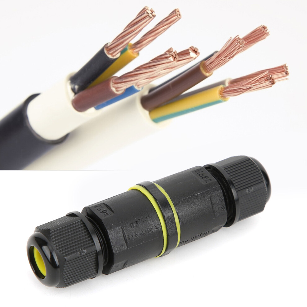 2Pcs Outdoor Ip68 Waterproof 3 Pin Junction Box Electrical Cable Wire Connector Accessory 4081323611902