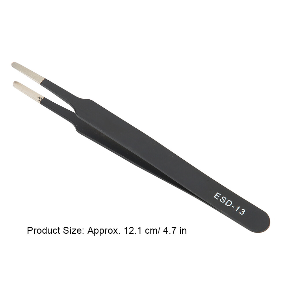 2PCS ESD-13 Anti Static Precision Tweezers Straight Stainless Steel Flat Tip Tweezer Maintenance Repair Tools(ESD-13( Flat Tip ) )