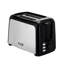 (Black) Geepas 2 Slice Bread Toaster with 7 Level Browning Control | Removable Crumb Tray, Defrost, Reheat & Cancel Function, Cord Storage 750W