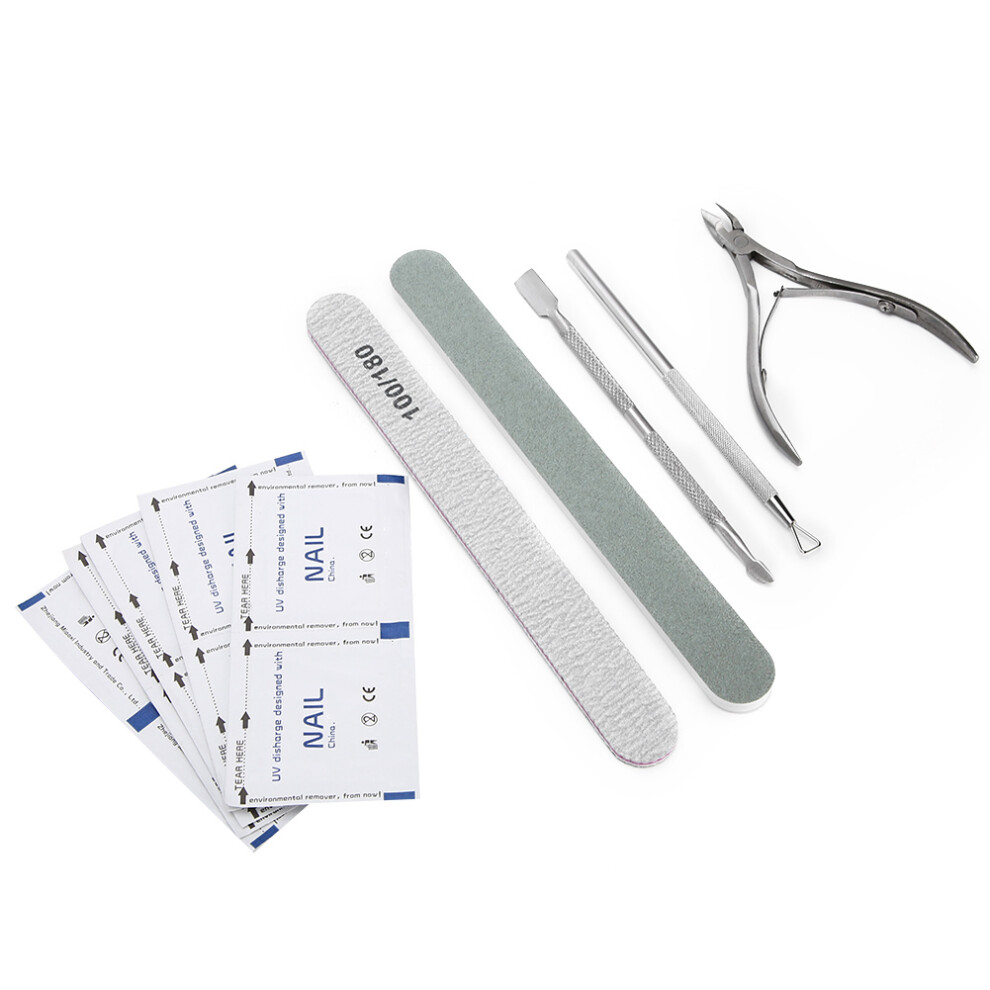 Nail File Cuticle Nippers Steel Pusher Nail Polish Removal Planing Tool Manicure Tool Set