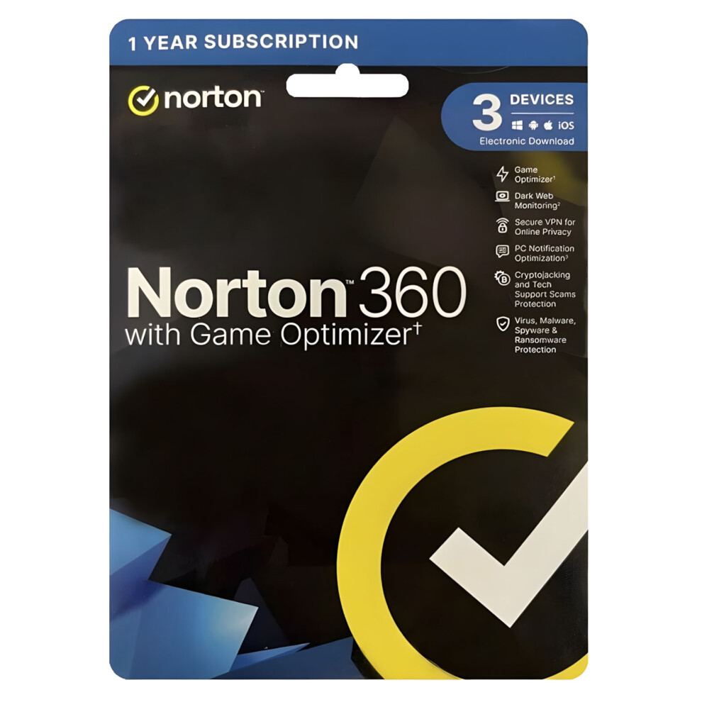 Norton 360 For Gamers - 1 Year, 3 Devices - Game Optimiser Anti-Virus