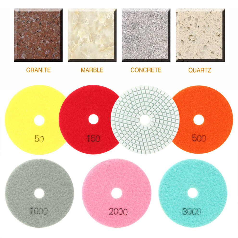 7Pcs Marble Resin Polishing Pad Soft Grinding Disc For Stone Ceramics Glass 100Mm Diameter 7641323618966