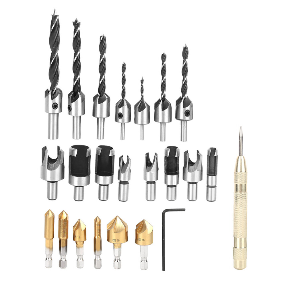 23Pcs Claw Type Chamfer Drill Bit Hex Set For Woodworking Cutter Chamfering Tool 7891323621767