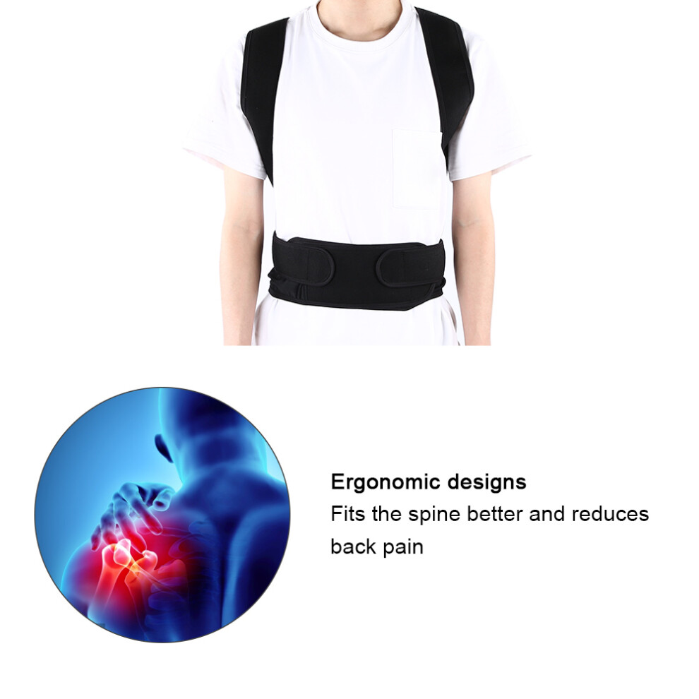 Black Unisex Adjustable Hunchback Correction Belt Back Spine Support Posture Corrector Brace2xl