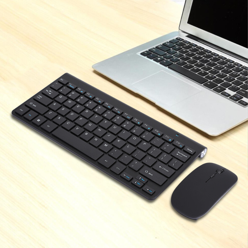 Wireless Keyboard Mouse Set Ultra Thin Mute Mini Home Office Computer Accessories 2.4G( ) Black 9381323625943