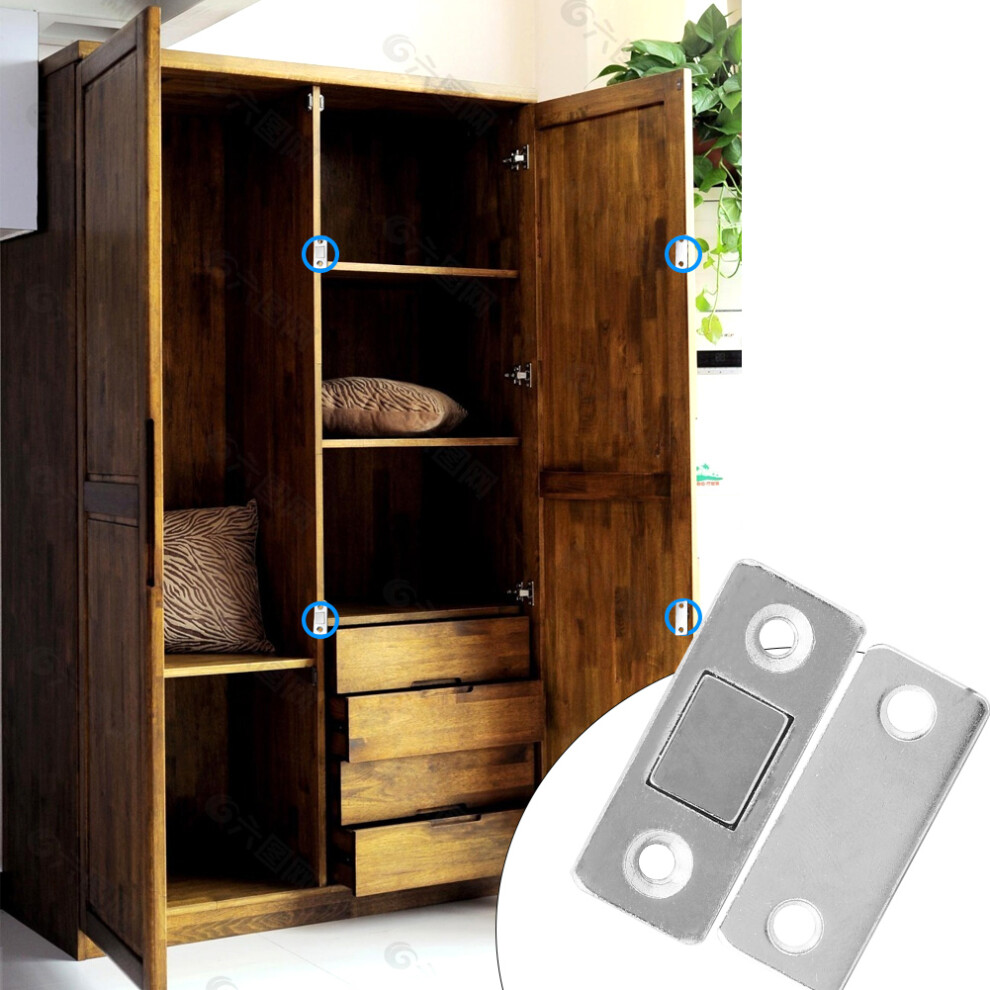 10Pcs Stainless Steel Cabinet Door Magnet Sliding Door Suction Magnetic Door Catch 6941323631196