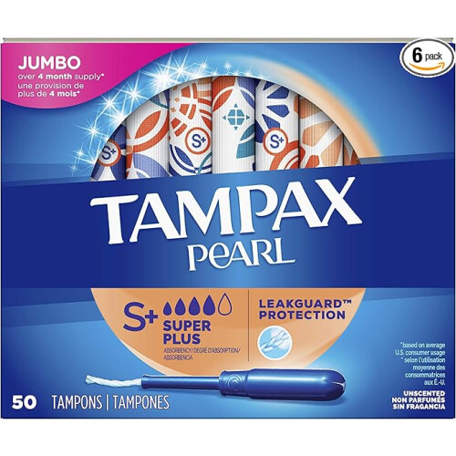 Tampax Pearl Tampons with Plastic Applicator, Super Plus Absorbency