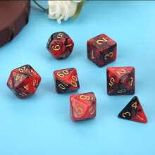 7-teiliger PMMA-Acryl-Vorratsspielfeldspiel Würfel-Set, rot-schwarz, langlebig