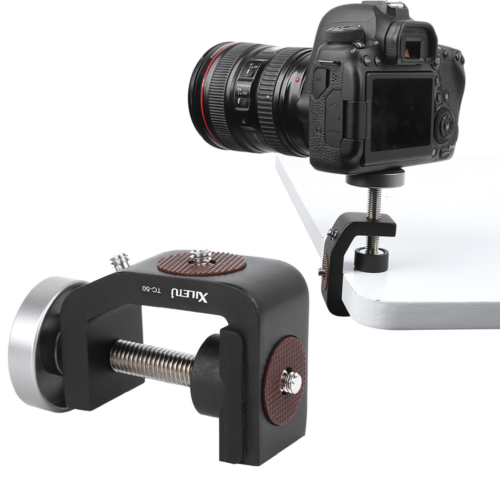 Xiletu Tc-50 Aluminium Alloy Universal 1/4 Inch Screw Interface C Clamp Photography Stable Clip For Photographic Equipment Black 4611323637314