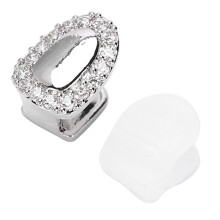 Single Tooth Bling Teeth Accessory Decoration for Halloween Party Hip Hop Show Argent