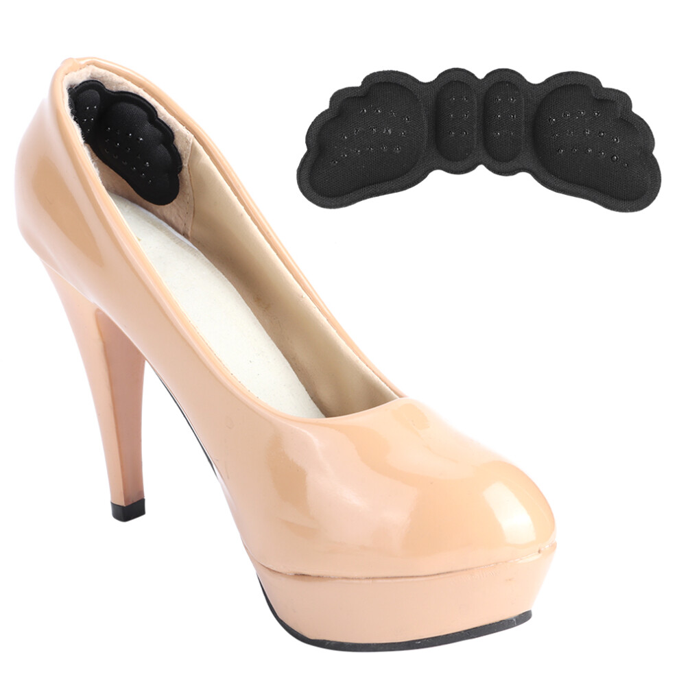 5 Pair Anti Wear Feet Care Pads Wing shape Non-Slip Shoes Heel Sticker for High Heeled Shoes(Black, Thick Type (Thickness 6mm) )