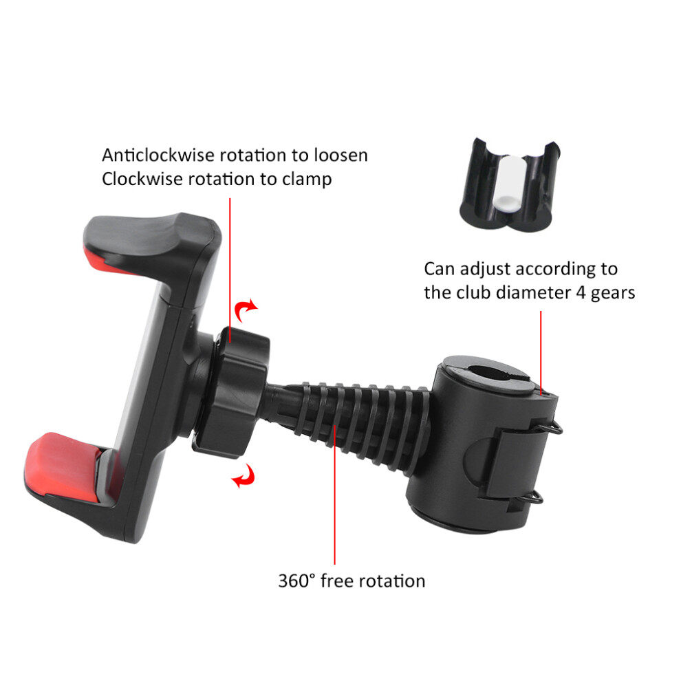 Abs Plastic Golf Club Mobile Phone Stand 360 Degrees Rotation Playing Action Record Posture Correction Shooting Bracket Black 4311323642522