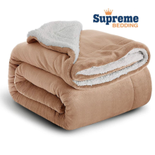 (CAMEL, KING) Sherpa Throw Fleece Blankets Soft Fluffy Warm Cozy
