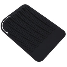 Silicone Hair Straightener Heat Resistant Cover Wrap Travel Hair Curler Non slip Mat(Black )
