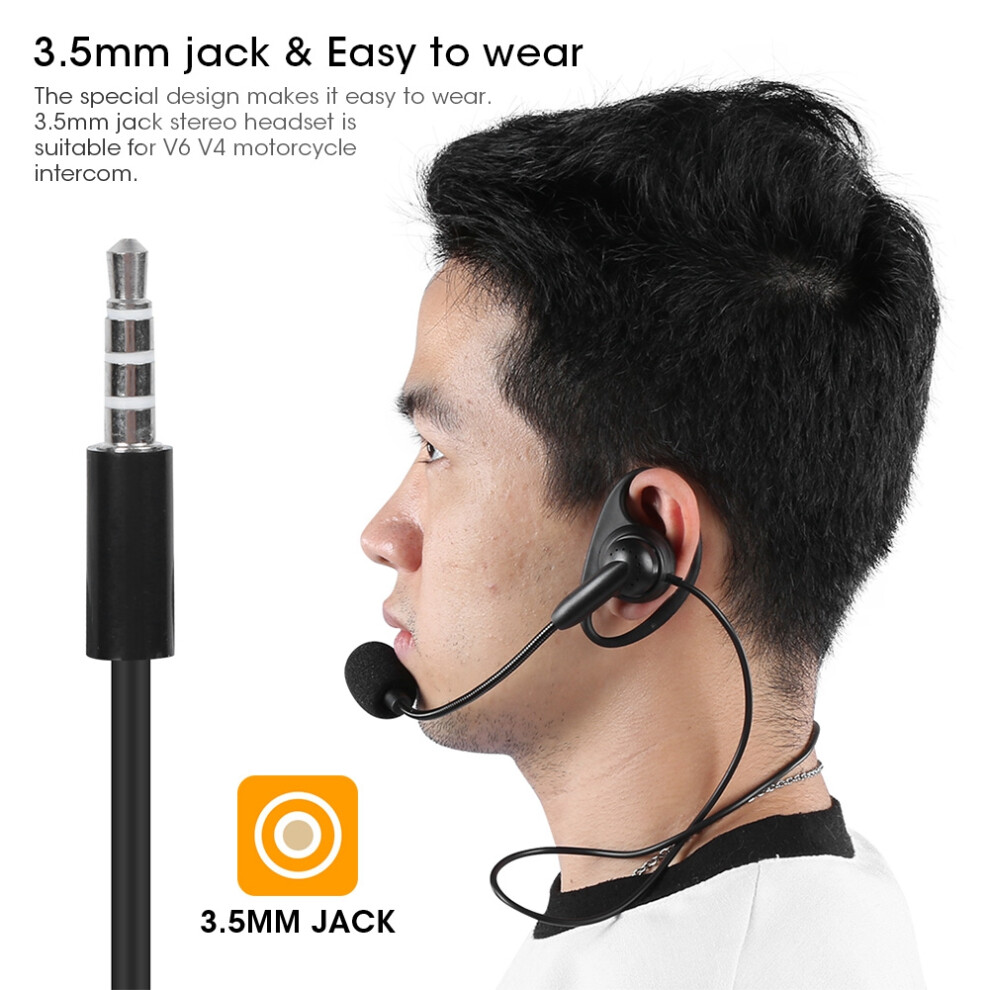 3.5Mm Ear Hook Two Way Radio Earphone Bluetooth Wired Intercom Headset For V6 V4 Motorcycle 9401323646844