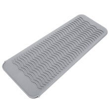 Silicone Hair Straightener Heat Resistant Cover Pouch Travel Hair Curler Non slip Mat(Gray )