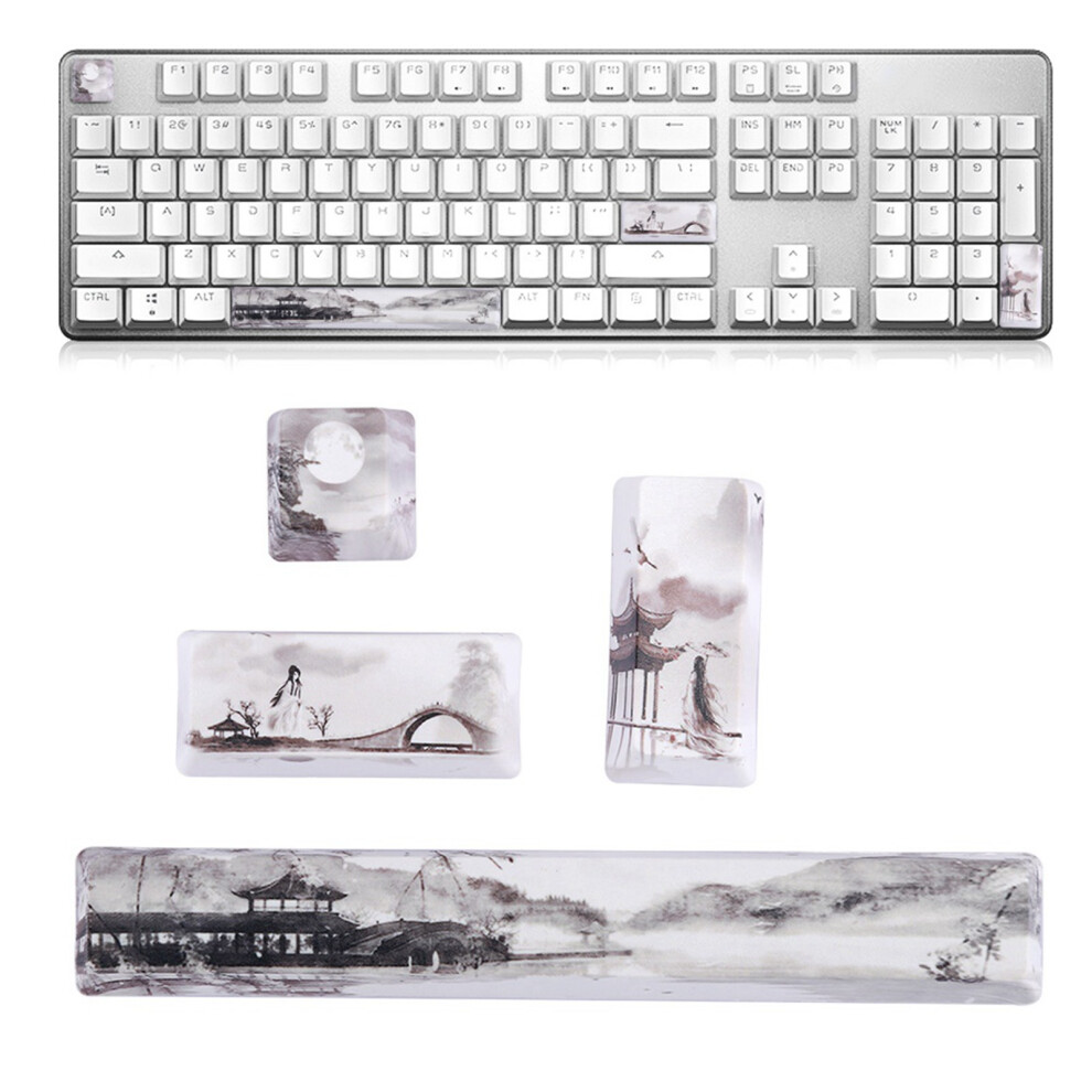 Landscape Pattern Diy Keycaps Spaceescenternumpad Enter Keycap For Mechanical Keyboards(Landscape Pattern, 4Pcs ) 8401323646524