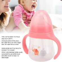 Baby Bottle Baby Cup with Draw Breastfeeding Bottle Drinking Milk Bottle for KidPink
