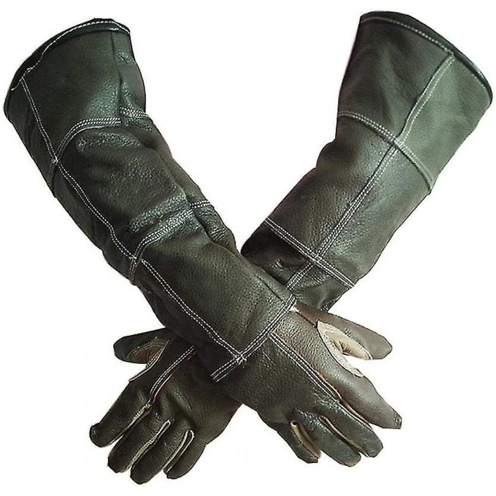 Anti-bite Safety Animal Handling Gloves, Ultra-long Leather Protective Gloves Compatible with Captured Animals, Reptiles, Cats